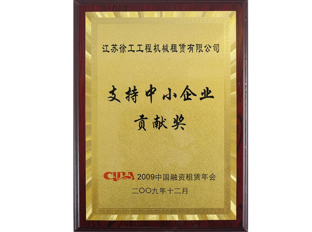 2009年支持中小企业贡献奖（中国融资租赁年会）